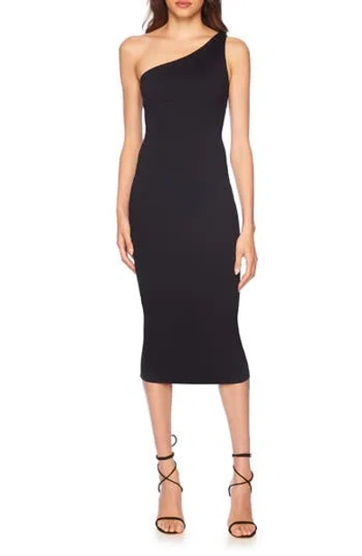 Susana Monaco One-shoulder Body-con Midi Dress In Black