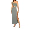 Susana Monaco One Shoulder Cut Out High Slit Maxi Dress In Slate In Gray