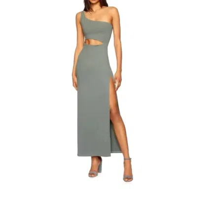 Susana Monaco One Shoulder Cut Out High Slit Maxi Dress In Slate In Gray
