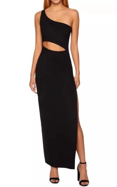 Susana Monaco One Shoulder Cut Out Maxi Dress W Leg Slit In Black In Multi