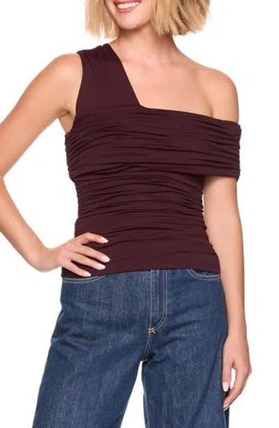 Susana Monaco One-shoulder Gathered Knit Top In Black