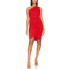 Susana Monaco One Shoulder Rushed Mini Dress In Perfect Red In Red