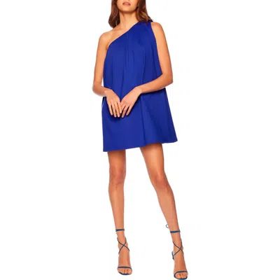 Susana Monaco One-shoulder Trapeze Minidress In Blue