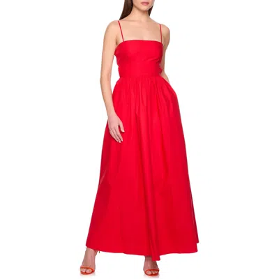 Susana Monaco Open Back Cotton Poplin Maxi Dress In Red