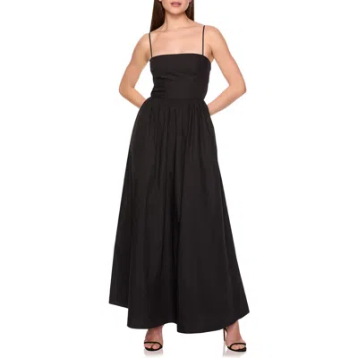 Susana Monaco Open Back Cotton Poplin Maxi Dress In Black