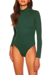 Susana Monaco Open Back Mock Neck Bodysuit In Tuileries