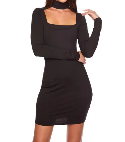 Susana Monaco Open Front Mock Neck Long Sleeve Mini Dress In Black