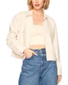 Susana Monaco Faux Leather Crop Cargo Jacket In Belgian Creme