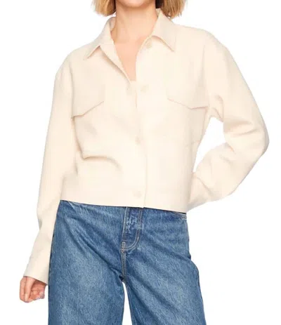 Susana Monaco Pebble Weave Oversized Cargo Jacket In Belgian Creme In White