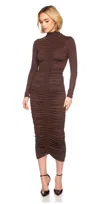 Susana Monaco Mock Gathered Long Sleeve Dress In Brown
