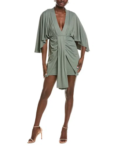Susana Monaco Pleated Dolman Wrap Dress In Green