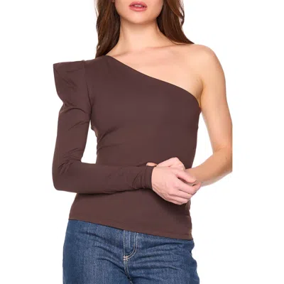 Susana Monaco Pleated One-shoulder Knit Top In Brown