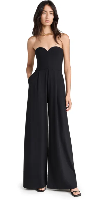 Susana Monaco Pleated Pocket Sweetheart Jumpsuit 32 Black