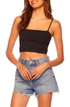 Susana Monaco Pleated Square Neck Crop Camisole In Black