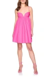 Susana Monaco Plunge Neck Babydoll Dress In Hot Pink