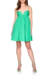 Susana Monaco Plunge Neck Babydoll Dress In Kelly Green