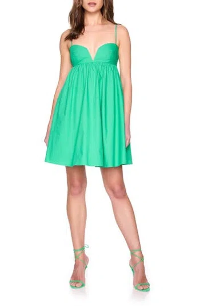 Susana Monaco Plunge Neck Babydoll Dress In Kelly Green