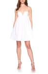 Susana Monaco Plunge Neck Babydoll Dress In White