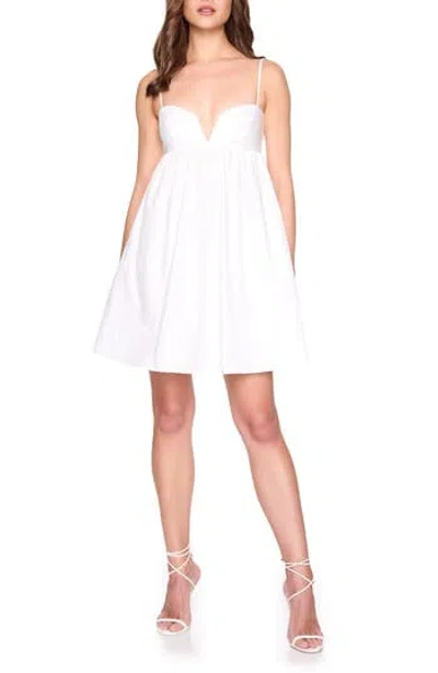 Susana Monaco Plunge Neck Babydoll Dress In White
