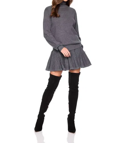 Susana Monaco Pointelle Sweater Skirt In Grey Melange Grey In Multi