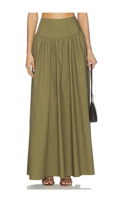 Susana Monaco Poplin Drop Waist Skirt In Green