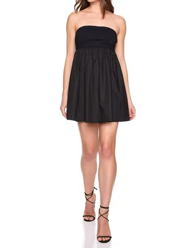 SUSANA MONACO POPLIN KNIT MIX TUBE MINI DRESS IN BLACK