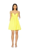 Susana Monaco Poplin Lace Up Back V Wire Dress In Lemon