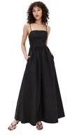 Susana Monaco Poplin Lace Up String Maxi Dress Black In Black