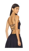 Susana Monaco Poplin Lace Up String Top