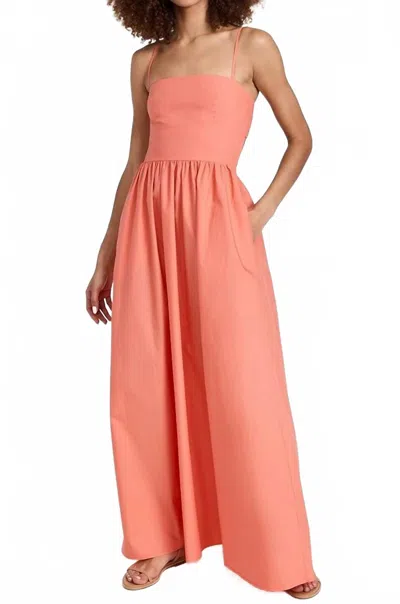 Susana Monaco Poplin Open Back Maxi Dress In Pink Grapefruit