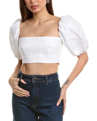 SUSANA MONACO SUSANA MONACO POPLIN PUFF SLEEVE CROP TOP