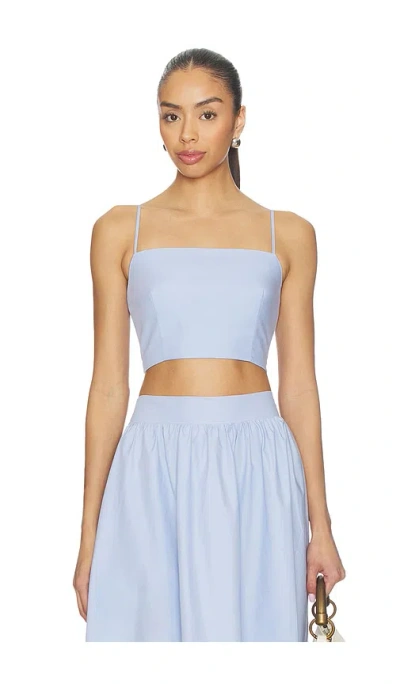 Susana Monaco Poplin Smocking Back String Top In Blue