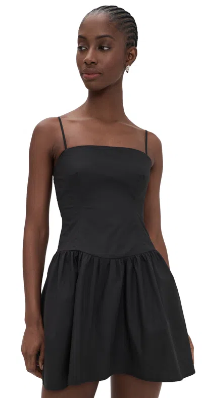 Susana Monaco Poplin Smocking Dress Black In Gray