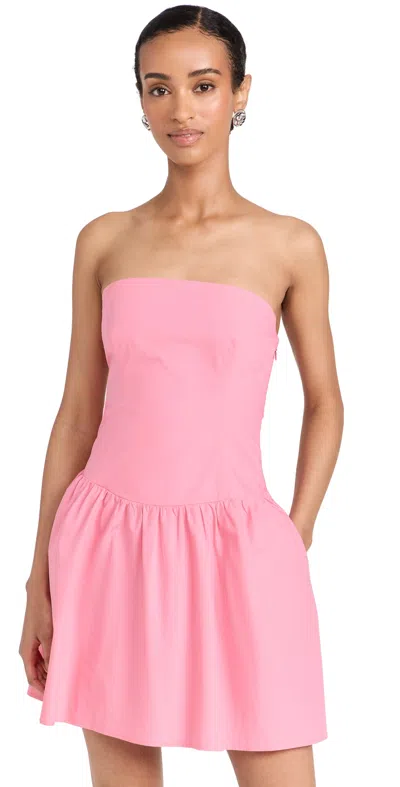Susana Monaco Poplin Tube Flare Dress Knockout Pink