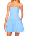 Susana Monaco Poplin Tube Flared Dress In Miku In Blue