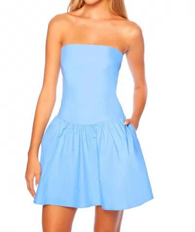 Susana Monaco Poplin Tube Flared Dress In Miku In Blue