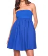 Susana Monaco Poplin Tube Mini Dress In Sapphire In Animal Print