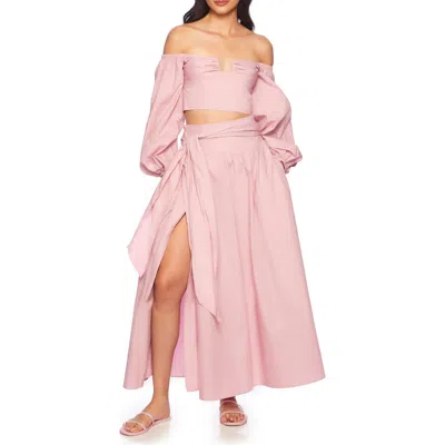 Susana Monaco Poplin Wrap Maxi Skirt In Pink