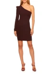 Susana Monaco Pleated One-shoulder Mini Dress In Cabernet