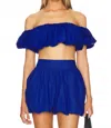 Susana Monaco Puff Sleeve Crop Top In Nocturnal In Blue