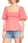 Susana Monaco Puff Sleeve Top In Azalea