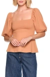 Susana Monaco Puff Sleeve Top In Brown