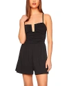 Susana Monaco Rectangular Wire Notch Ruched Romper In Black