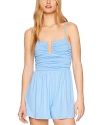 Susana Monaco Rectangular Wire Notch Ruched Romper In Miku