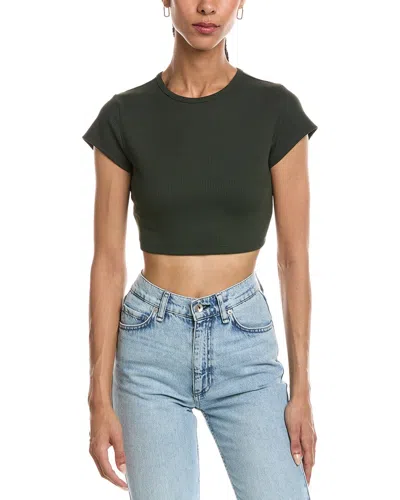 Susana Monaco Rib Crew Crop In Green