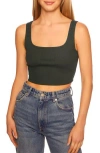 Susana Monaco Rib Scoop Neck Crop Tank In Green