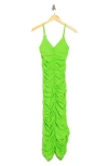 Susana Monaco Ruched Body-con Maxi Dress In Bright Lime