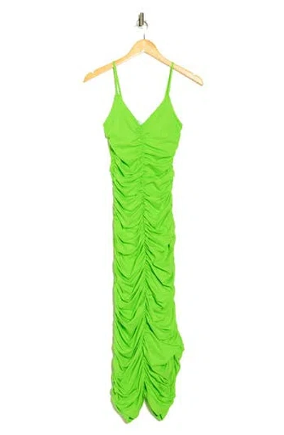 Susana Monaco Ruched Body-con Maxi Dress In Bright Lime