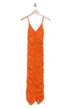 Susana Monaco Ruched Body-con Maxi Dress In Mandarin
