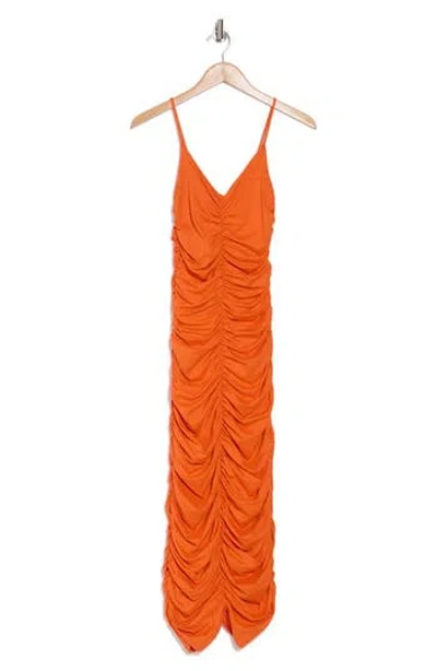 Susana Monaco Ruched Body-con Maxi Dress In Mandarin